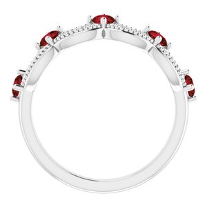 14K White Gold Natural Mozambique Garnet & .05 Natural Diamond Crown Ring