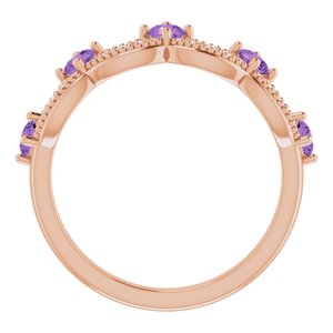 14K Rose Gold Natural Amethyst & .05 Natural Diamond Crown Ring