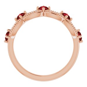 14K Rose Gold Natural Mozambique Garnet & .05 Natural Diamond Crown Ring