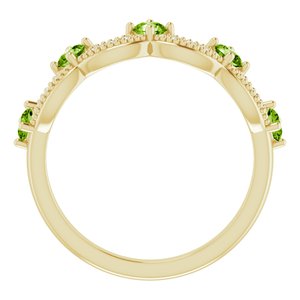14K Yellow Gold Natural Peridot & .05 Natural Diamond Crown Ring