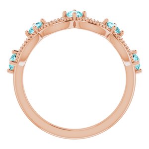 14K Rose Gold Natural Blue Zircon & .05 Natural Diamond Crown Ring