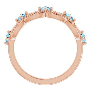 14K Rose Gold Natural Aquamarine & .05 Natural Diamond Crown Ring