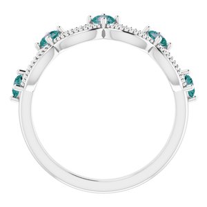 Platinum Lab-Grown Alexandrite & .05 Natural Diamond Crown Ring