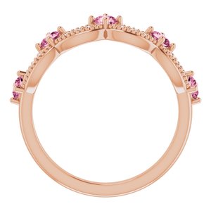 14K Rose Gold Natural Pink Tourmaline & .05 Natural Diamond Crown Ring