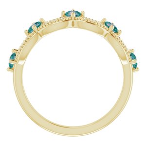 14K Yellow Gold Lab-Grown Alexandrite & .05 Natural Diamond Crown Ring