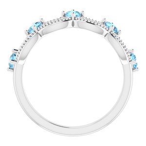 Sterling Silver Natural Aquamarine & .05 Natural Diamond Crown Ring