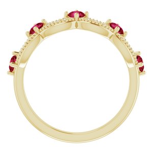 14K Yellow Gold Lab-Grown Ruby & .05 Natural Diamond Crown Ring