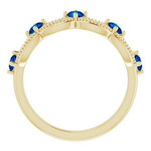 14K Yellow Gold Natural Blue Sapphire & .05 Natural Diamond Crown Ring