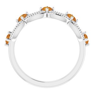 Platinum Natural Citrine & .05 Natural Diamond Crown Ring