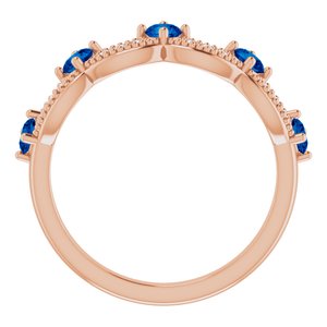 14K Rose Gold Lab-Grown Blue Sapphire & .05 Natural Diamond Crown Ring