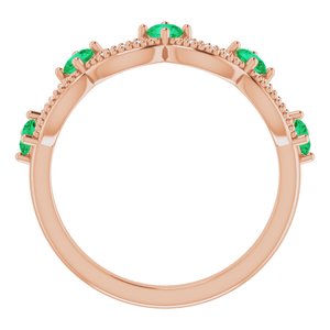 14K Rose Gold Natural Emerald & .05 Natural Diamond Crown Ring