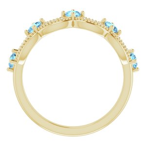 14K Yellow Gold Natural Aquamarine & .05 Natural Diamond Crown Ring