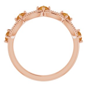 14K Rose Gold Natural Citrine & .05 Natural Diamond Crown Ring