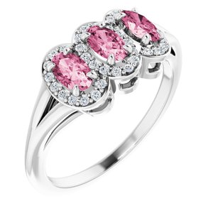Platinum Natural Pink Tourmaline & 1/8 CTW Natural Diamond Ring