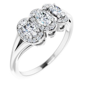 14K White Gold Natural White Sapphire & 1/8 CTW Natural Diamond Ring