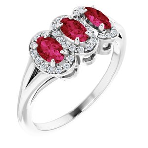 Sterling Silver Natural Ruby & 1/8 CTW Natural Diamond Ring