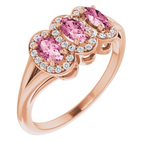 14K Rose Gold Natural Pink Tourmaline & 1/8 CTW Natural Diamond Ring