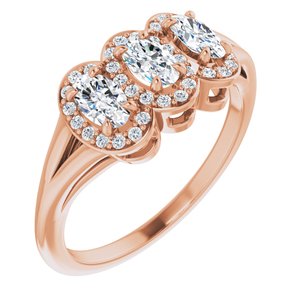14K Rose Gold Natural White Sapphire & 1/8 CTW Natural Diamond Ring
