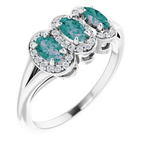 Sterling Silver Lab-Grown Alexandrite & 1/8 CTW Natural Diamond Ring