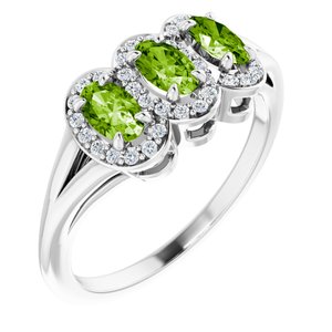 Platinum Natural Peridot & 1/8 CTW Natural Diamond Ring