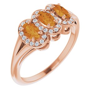 14K Rose Gold Natural Citrine & 1/8 CTW Natural Diamond Ring