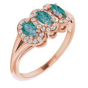 14K Rose Gold Lab-Grown Alexandrite & 1/8 CTW Natural Diamond Ring