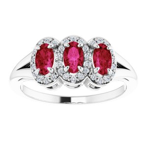 Sterling Silver Natural Ruby & 1/8 CTW Natural Diamond Ring