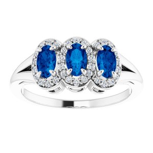 Sterling Silver Natural Blue Sapphire & 1/8 CTW Natural Diamond Ring