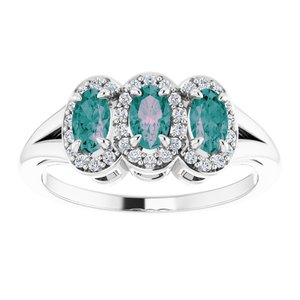 Platinum Lab-Grown Alexandrite & 1/8 CTW Natural Diamond Ring