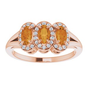 14K Rose Gold Natural Citrine & 1/8 CTW Natural Diamond Ring
