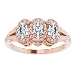 14K Rose Gold Natural White Sapphire & 1/8 CTW Natural Diamond Ring