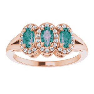 14K Rose Gold Lab-Grown Alexandrite & 1/8 CTW Natural Diamond Ring