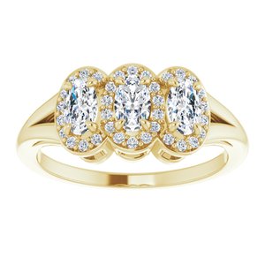 14K Yellow Gold Natural White Sapphire & 1/8 CTW Natural Diamond Ring