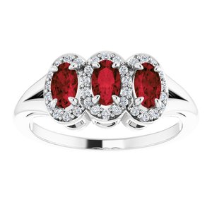 Platinum Natural Mozambique Garnet & 1/8 CTW Natural Diamond Ring