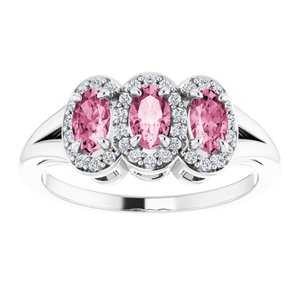 Platinum Natural Pink Tourmaline & 1/8 CTW Natural Diamond Ring