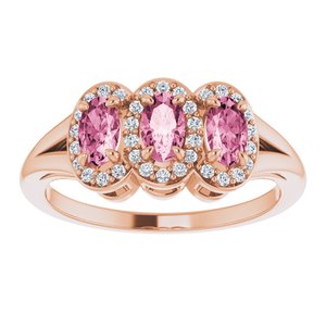 14K Rose Gold Natural Pink Tourmaline & 1/8 CTW Natural Diamond Ring