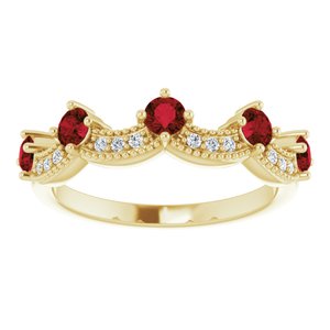 14K Yellow Gold Natural Mozambique Garnet & .05 Natural Diamond Crown Ring