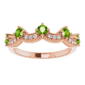 14K Rose Gold Natural Peridot & .05 Natural Diamond Crown Ring