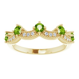 14K Yellow Gold Natural Peridot & .05 Natural Diamond Crown Ring