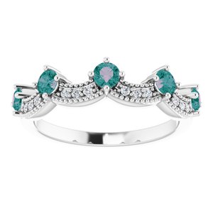 Platinum Lab-Grown Alexandrite & .05 Natural Diamond Crown Ring