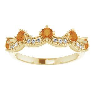 14K Yellow Gold Natural Citrine & .05 Natural Diamond Crown Ring
