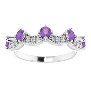 Sterling Silver Natural Amethyst & .05 Natural Diamond Crown Ring