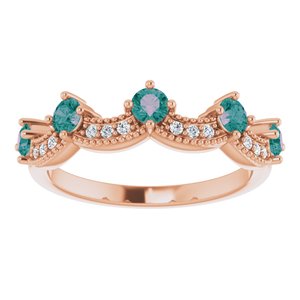 14K Rose Gold Lab-Grown Alexandrite & .05 Natural Diamond Crown Ring