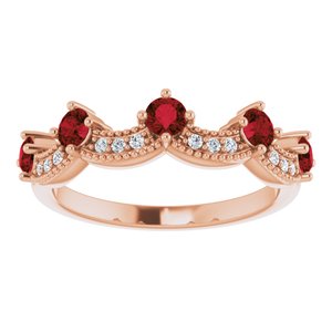 14K Rose Gold Natural Mozambique Garnet & .05 Natural Diamond Crown Ring