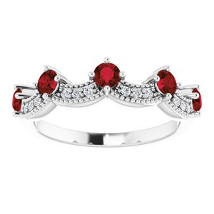 Platinum Natural Mozambique Garnet & .05 Natural Diamond Crown Ring
