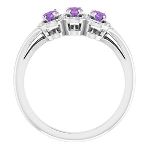 Sterling Silver Natural Amethyst & 1/8 CTW Natural Diamond Ring