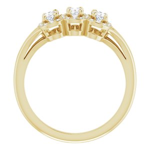 14K Yellow Gold Natural White Sapphire & 1/8 CTW Natural Diamond Ring