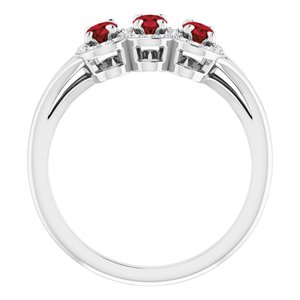 Platinum Natural Mozambique Garnet & 1/8 CTW Natural Diamond Ring