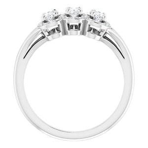 Sterling Silver Natural White Sapphire & 1/8 CTW Natural Diamond Ring