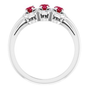 Platinum Lab-Grown Ruby & 1/8 CTW Natural Diamond Ring